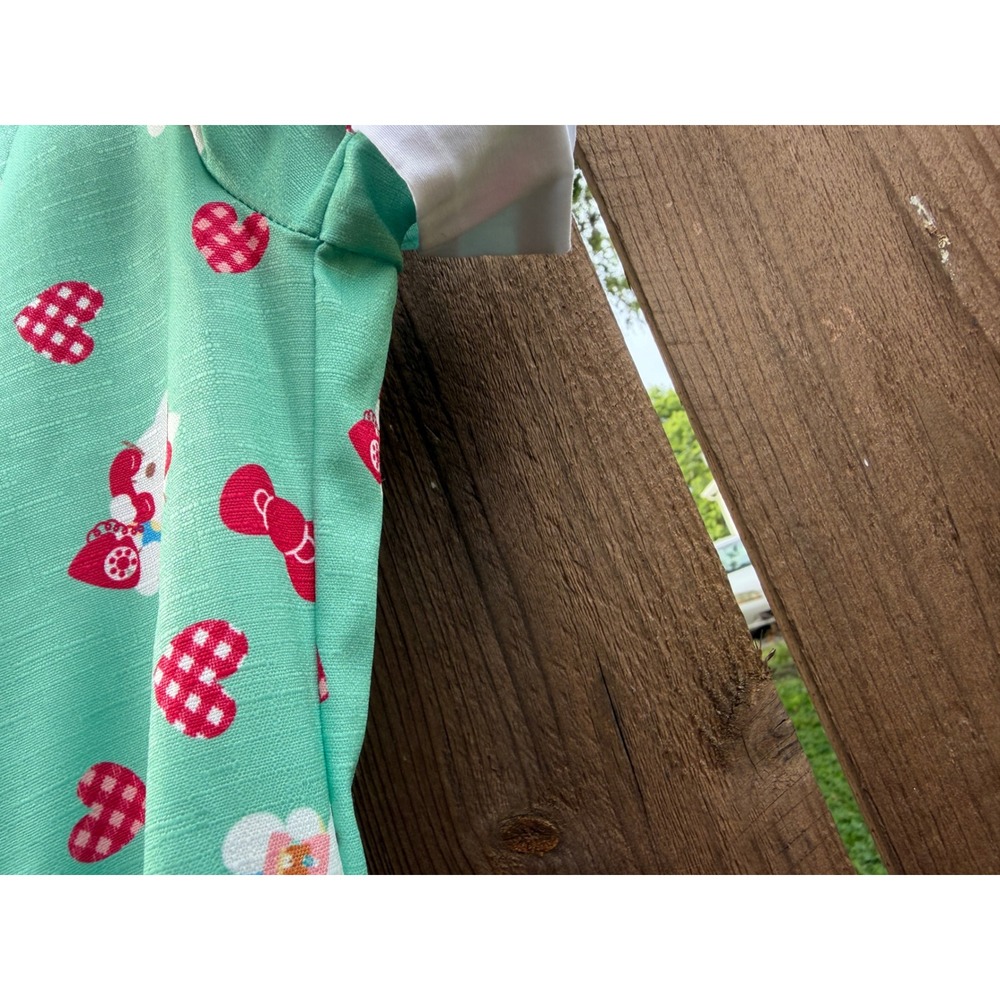 Unique Vintage x Hello Kitty Mint Green Swing Dress Retro Sanrio Midi Belted M - Picture 9 of 10